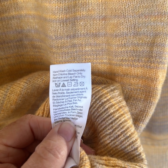 J. Crew Heathered Orange Gold Grey Wool Cotton Cashmere 1/4 Zip Sweater - Picture 5 of 6